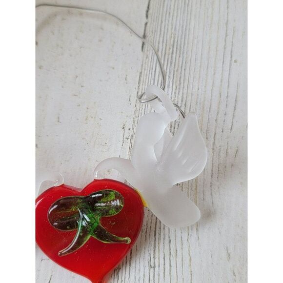 Dove heart mistletoe ornament Xmas decor bird Frost - Picture 3 of 6